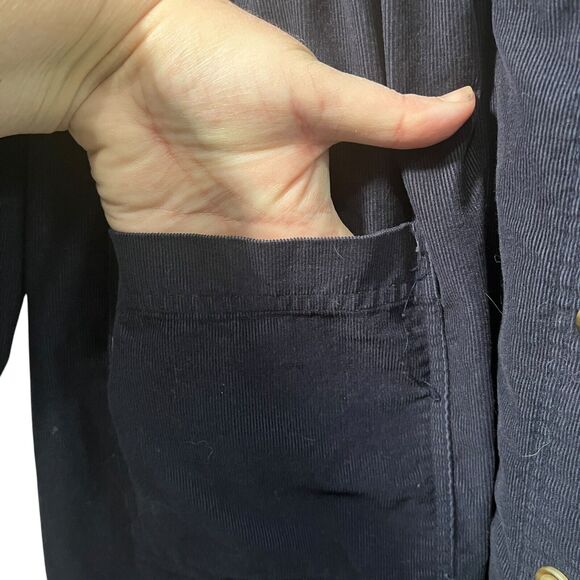 Christopher Banks Christmas Dress Womens SZ 6 Blue Corduroy Modest Shirt Dress - Picture 8 of 16